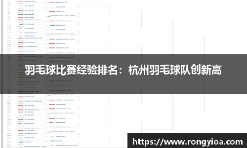 羽毛球比赛经验排名：杭州羽毛球队创新高